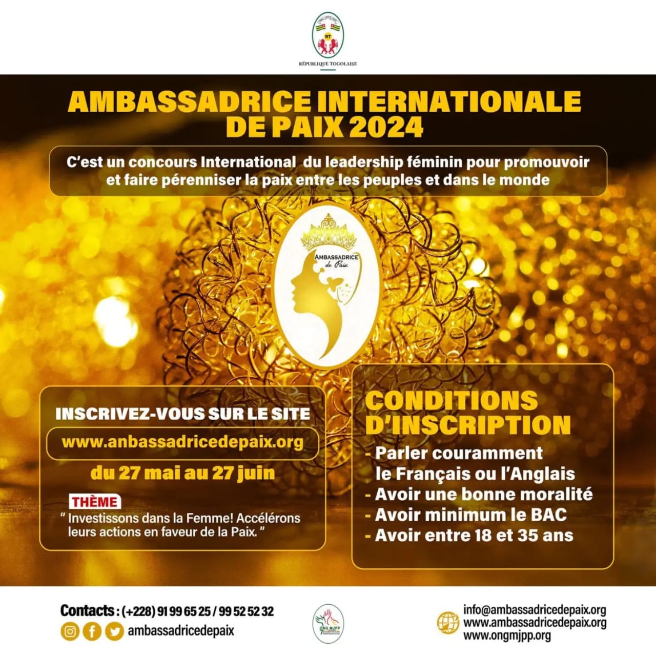 Concours international : Ambassadrice internationale de la paix 2024